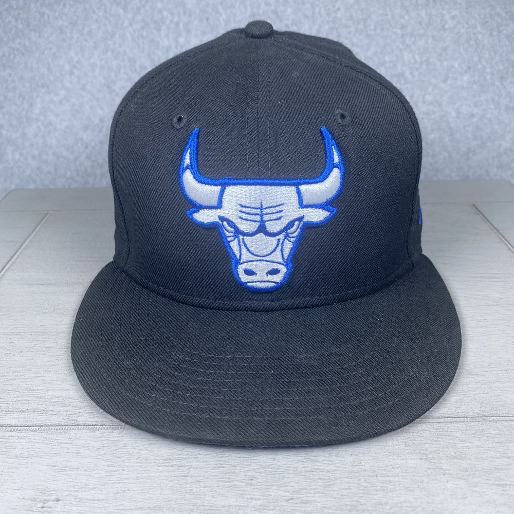 New Era Chicago Bulls Hat Mens OSFM Black Blue Snapback 9FIFTY NBA Wool Cap